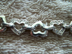 AVON Small Hearts Bracelet, Silver Tone Metal, Shiny & Textured Finishes