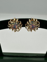 Vintage 1970’s-1980’s SARAH COVENTRY Clip-on Earrings Gold-tone Iridescent