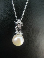 Sterling Silver Simulated Pear & Diamond Pendant Beautiful!!!