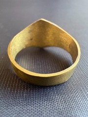 Vintage Handmade Tuareg Brass Ring Geometric Patterns & Rosette Motif Size 10 US