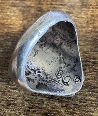 Chain Border Silver Turquoise Ring Size 9.75 – Vtg Native American, Signed BQR