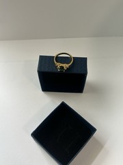 Vintage Green Cubic Zirconia Ring Gold Plated Womens Size 9