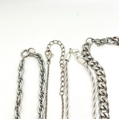 Vintage Lot of 6 Silver Tone Chain Necklaces Assorted