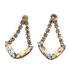 Vintage Rhinestone Earrings Prong Set Dangling Pierced Studs