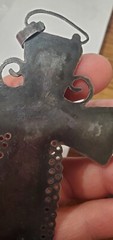 Gustavo Martinez Sterling Silver Cross Pendant Reticulated Amethyst Turquoise