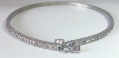 Vtg (Antique?) Silver-tone Clear Rhinestone Rigid Tennis-style Necklace 16″