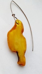 MODERN BALTIC Egg Yolk MINIMALIST FREE-FORM AMBER EARRINGS Sterling Silver Wire