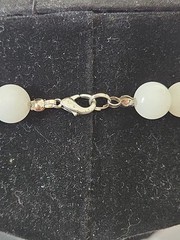 Jade Hand Strung Beaded Round 18″ Necklace White Nephrite Claw Clasp