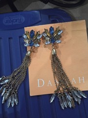 Dannah Gripoix Mixed Media Metal Stone Drop Dangling Earrings