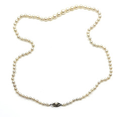 14K Solid White Gold Japanese Saltwater Akoya Pearl Graduated Vtg Necklace 19.25