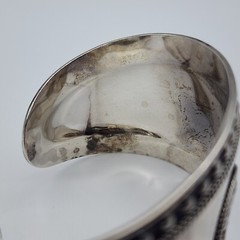 DELL Bead Modernist Abstract – Sterling Silver 925 Wide Cuff Bangle – 6.8″