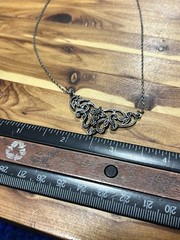 Vintage Sterling Silver 15In Necklace Art Nouveau Style Floral