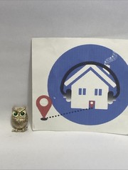 Vintage Gold-Tone Owl Brooch Pin with Green Glass Eyes Clear Rhinestone Accents