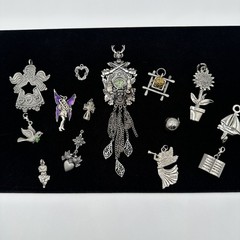 Vintage Now LOT 14 Silver Tone Pewter Pendants Charms Craft Wear Jewelry