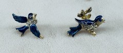 Vintage Estate Brooch Pin Lot 9 Mixed Materials Bird Rhinestone Enamel Plastic