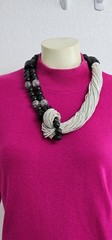 GERDA LYNGGAARD MONIES Vintage necklace unique statement pc. white & black