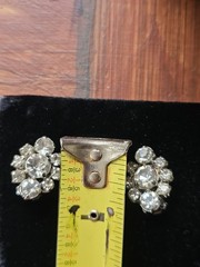 Vtg Estate Clip On Eearings Silver Tone Clear Rhinestone Prong Set Cluster .75″
