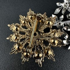 Vintage Rhinestone Brooch Lot Snowflake Star Flower Gold Silver Tone Blue Stones