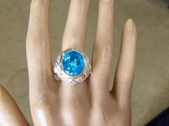 NEW 11 CARAT LONDON SWISS BLUE MINED OVAL CUT TOPAZ STERLING RING SIZE 8 RING