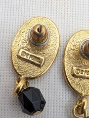 Vtg Erwin Pearl Earrings Medallion Drop Dangle Gold Tone Etruscan Greco Roman