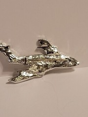 Vintage Airplane Jet Rhinestone Bling Brooch Pin Jewelry Costume Silver