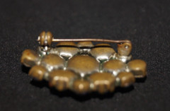 Small Vintage Bronze Soviet Brooch with stones pin Made in ussr 35*25 mm
