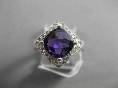 ESTATE LARGE 2.25CTW DIAMOND & AAA AMETHYST 14KT WHITE GOLD FLORAL STAR RING