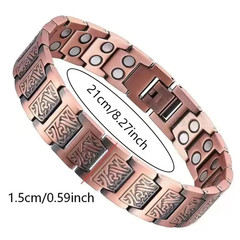 Unisex Bracelet, Arthritis Pain Relief, Vintage Retro, Magnetic, Red Copper