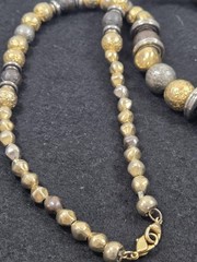 Vintage Y2K Chunky Mixed Metal Statement Necklace | 26″ Geometric Bicone Bead