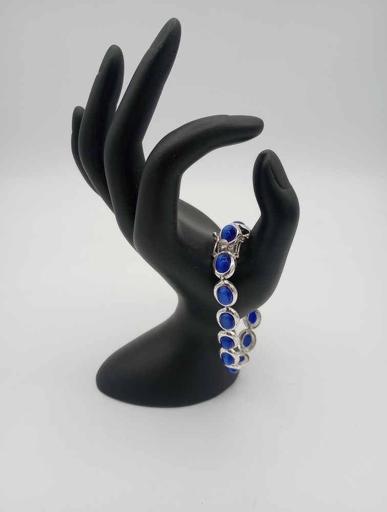 FAS DESIGNER Sterling Silver Blue Lapis Stone Bracelet Vintage Fashion Jewelry