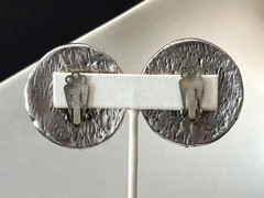 Vitg. 80s Huge RUNWAY 925 Sterling Silver Modernist Brutalist Clip On Earrings