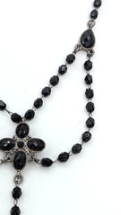 Vintage Style Black Beaded Necklace Gothic Victorian Drop Acrylic Statement