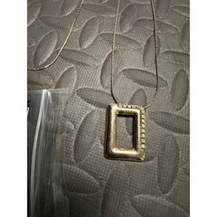 Park Lane Necklace Gold Tone Vintage Rhinestone Rectangle Pendant Signed 80s