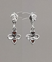 Sterling Silver Garnet Markasite Heart Stud Earrings 925 Silver 1.4x2cm 9927920