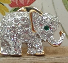 Carol Lee Pearl Elephant Pin Emerald Eye