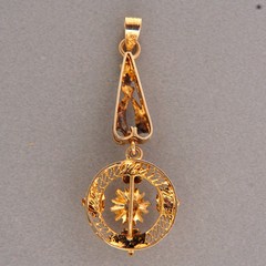 Vintage Estate Filigree 14k Yellow Gold .05ct 1920 Diamond Pendant