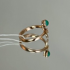 USSR Rare Vintage Original Natural Turquoise Rose Gold Ring 583 14K Kiev 1982