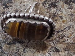 Vintage Chunky 925 Sterling Silver Tiger’s Eye Statement Ring Heavy12.9g Size6.5