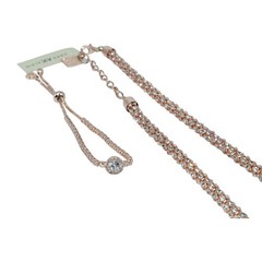 Anne Klein Rose Gold Tone Necklace & Bracelet Set Rhinestone Tag New