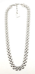 Vintage Anne Klein Silver Tone Panther Link Choker Necklace Tank Track 18″ AK