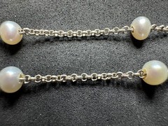 5.00g Vintage Sterling Silver 925 Chain Rolo Station Bead Link Necklace 16 in M