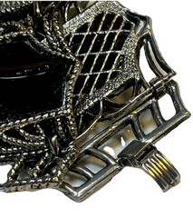 Bracelet Black Cabochon Lucite Silver Tone Link Vtg Whimsygoth Y2K Victorian