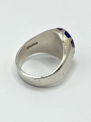 Vtg Heavy Sterling Silver Ring With Blue And Purple Inlay Stripes Size 11.75