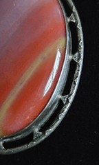 Vintage Sterling Silver Banded Agate Lavender Orange Yellow 925 Necklace 16”