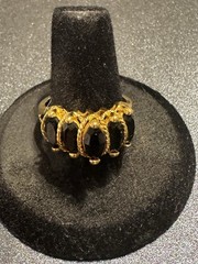 Lady Remington Gold Tone Five Black Marquis Cut Rinestones Ring Sz 9