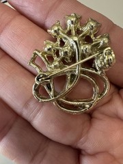 Vintage Brooch Lot of 7 Pcs 1950s 1960s 1970s Rhinestone Gem Retro Jewelry