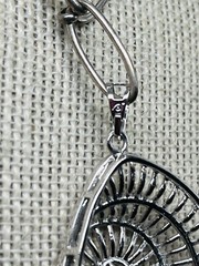 Sterling Silver Fossil Charm Chain Necklace 16″ Chain, 1.5″ pendant ne02