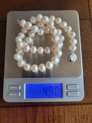 VINTAGE CULTURED 9-10 mm PEARL NECKLACE W/ 14K SOLID WHITE GOLD CLASP 18 inch