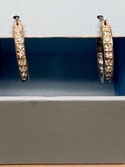 Vtg 2003 Avon Glamorous Silvertone Rhinestone Inside Out Earrings In Gift Box