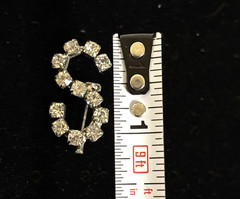Vintage Rhinestone Letter [S] Silver Tone Pin Brooch 1.25in